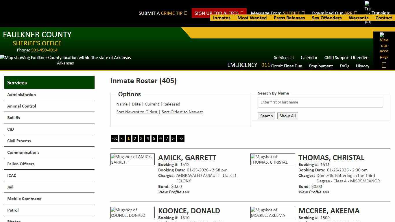 Inmate Roster - Current Inmates Booking Date Descending - Faulkner County Sheriff's Office