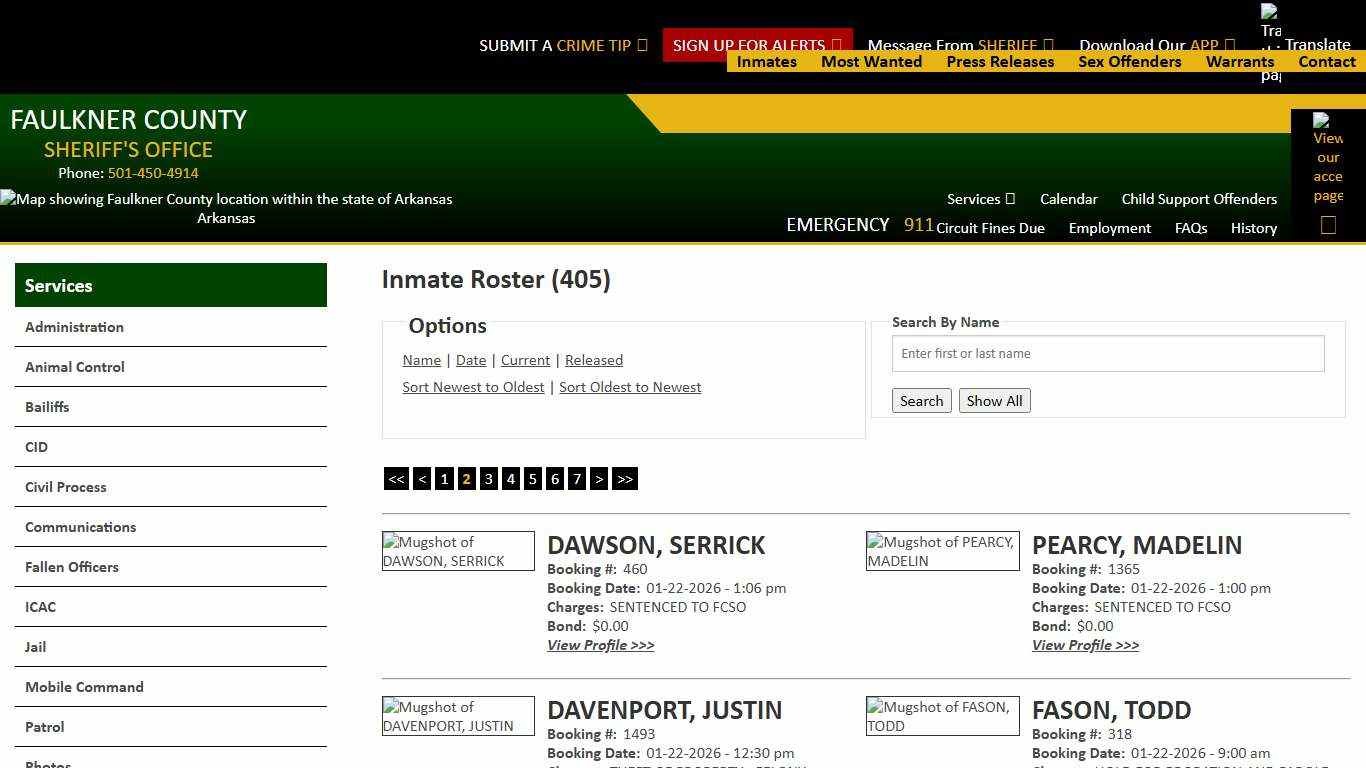 Inmate Roster - Page 2 Current Inmates Booking Date Descending - Faulkner County Sheriff's Office